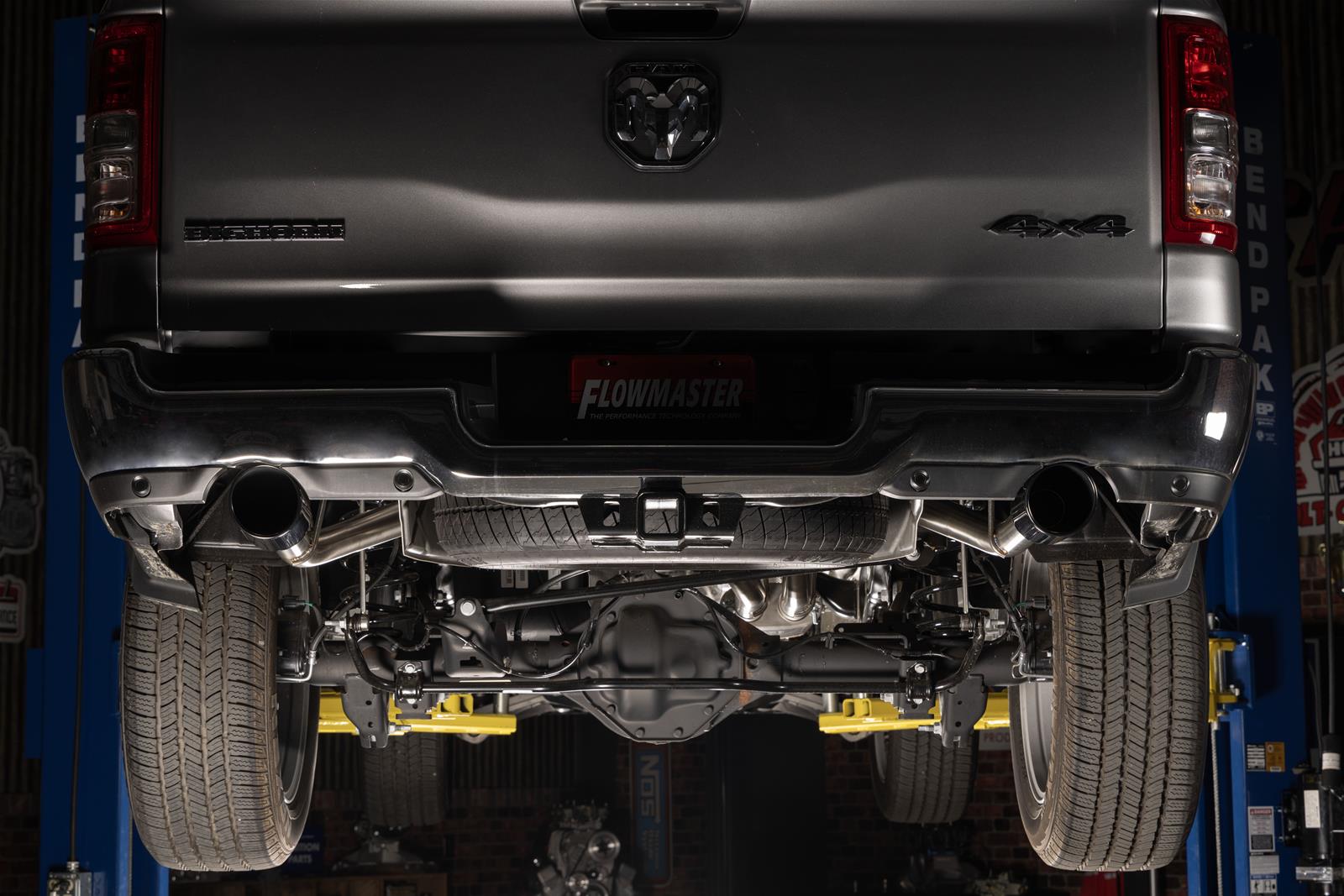 Flowmaster Signature Series Exhaust Systems 737889 System, Cat-back, Series, 304 Stainless Steel, Brushed, 4.50 in. Black Chrome Tips, Dual Exit, Ram, 5.7L, Kit thumbnail 2