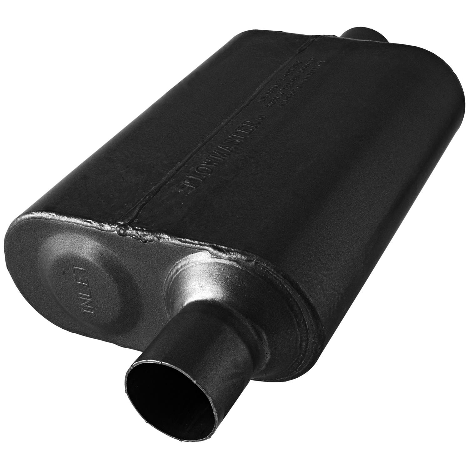 Flowmaster Stainless Steel 40 Series 409 2.25 Inch Muffler 8042441 Muffler, Series, 2 1/4 in. Inlet/2 1/4 in. Outlet, Steel, Black, Each thumbnail 2