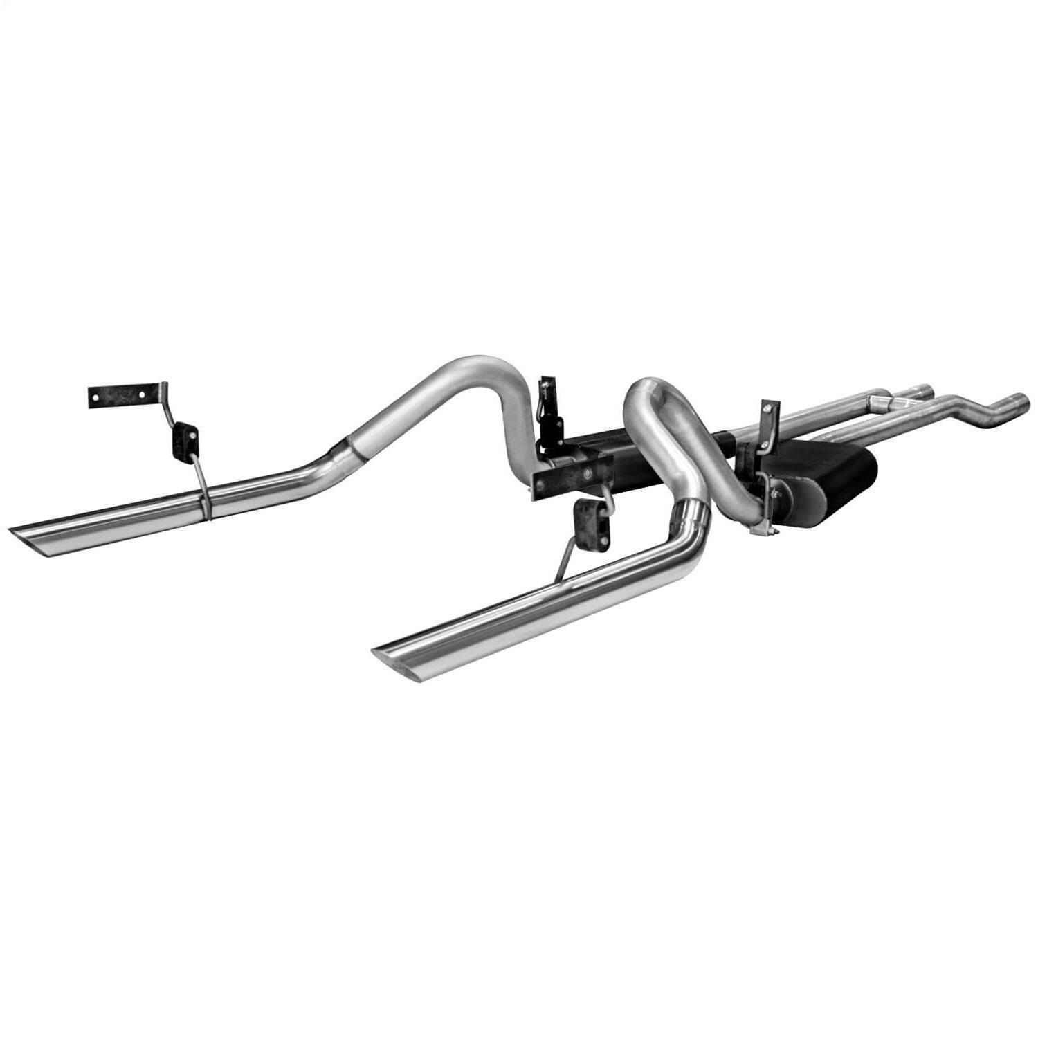 Flowmaster Stainless Steel American Thunder Exhaust Systems 817273 System, Thunder, Dual, Header-back, Stainless, Natural, H-pipe, Split Rear Exit, Ford, Kit
