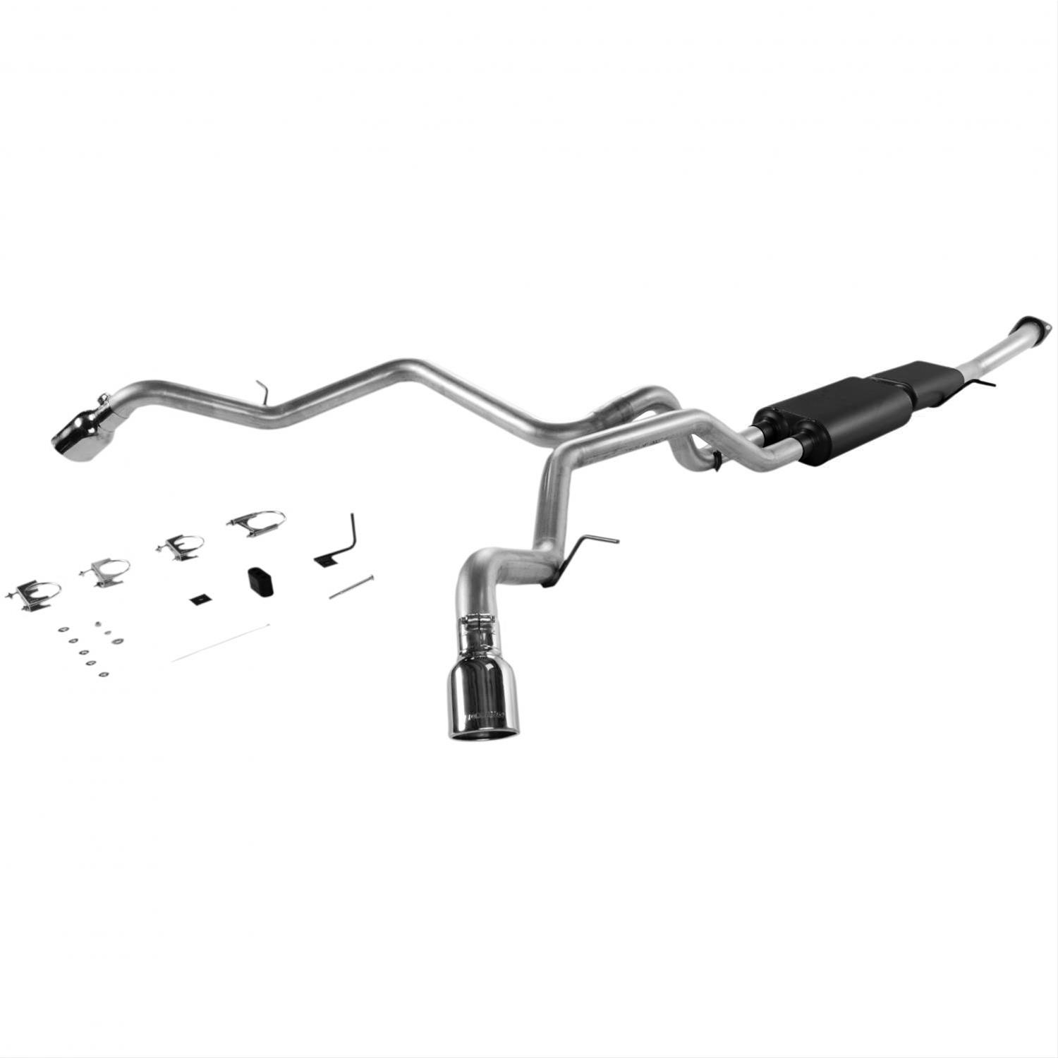 Flowmaster Stainless Steel American Thunder Exhaust Systems for 2001-2006 YUKON XL 1500, SUBURBAN 2002-2006 AVALANCHE 1500 - 817342 System, Thunder, Cat-back, Stainless, Natural, Split Rear Exit, Chevy, GMC, 5.3L, Kit thumbnail 3