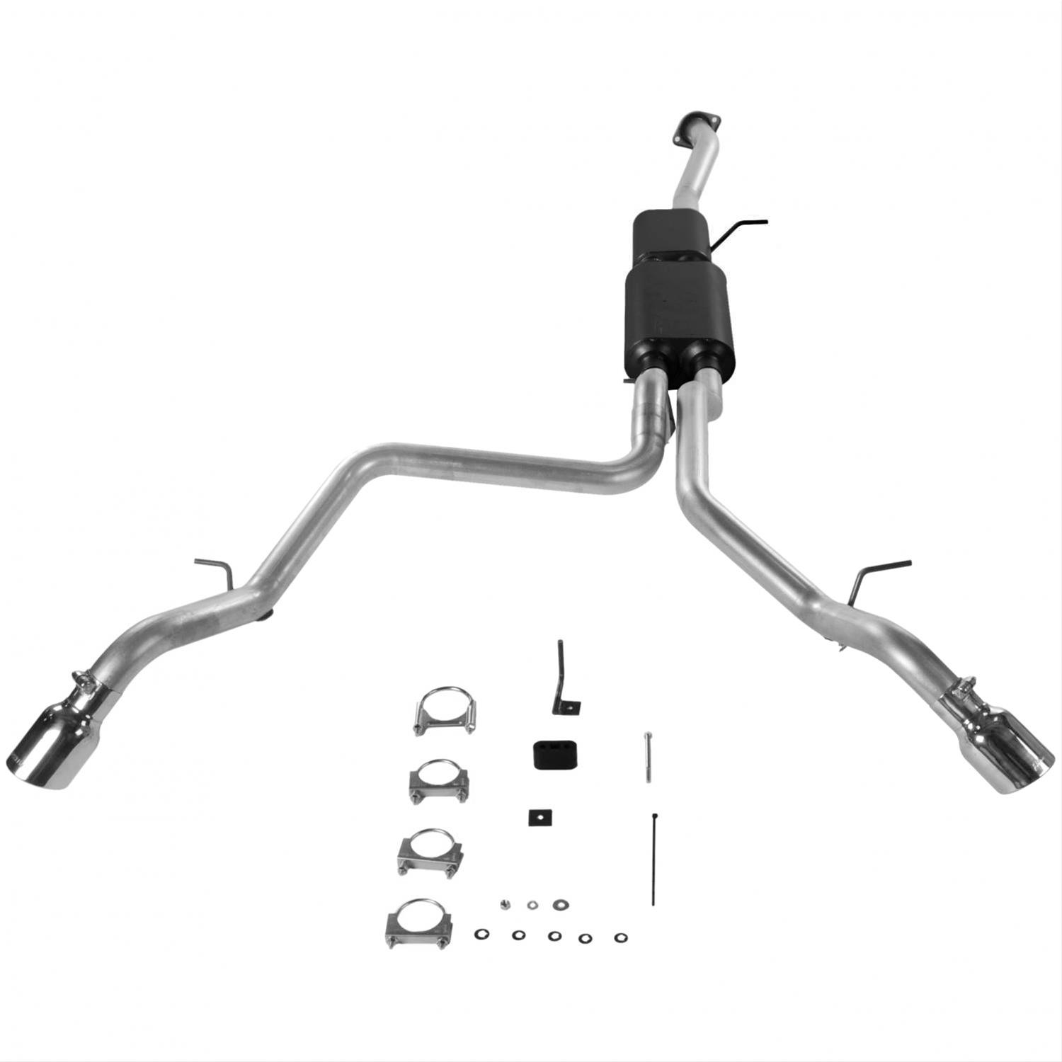 Flowmaster Stainless Steel American Thunder Exhaust Systems for 2001-2006 YUKON XL 1500, SUBURBAN 2002-2006 AVALANCHE 1500 - 817342 System, Thunder, Cat-back, Stainless, Natural, Split Rear Exit, Chevy, GMC, 5.3L, Kit
