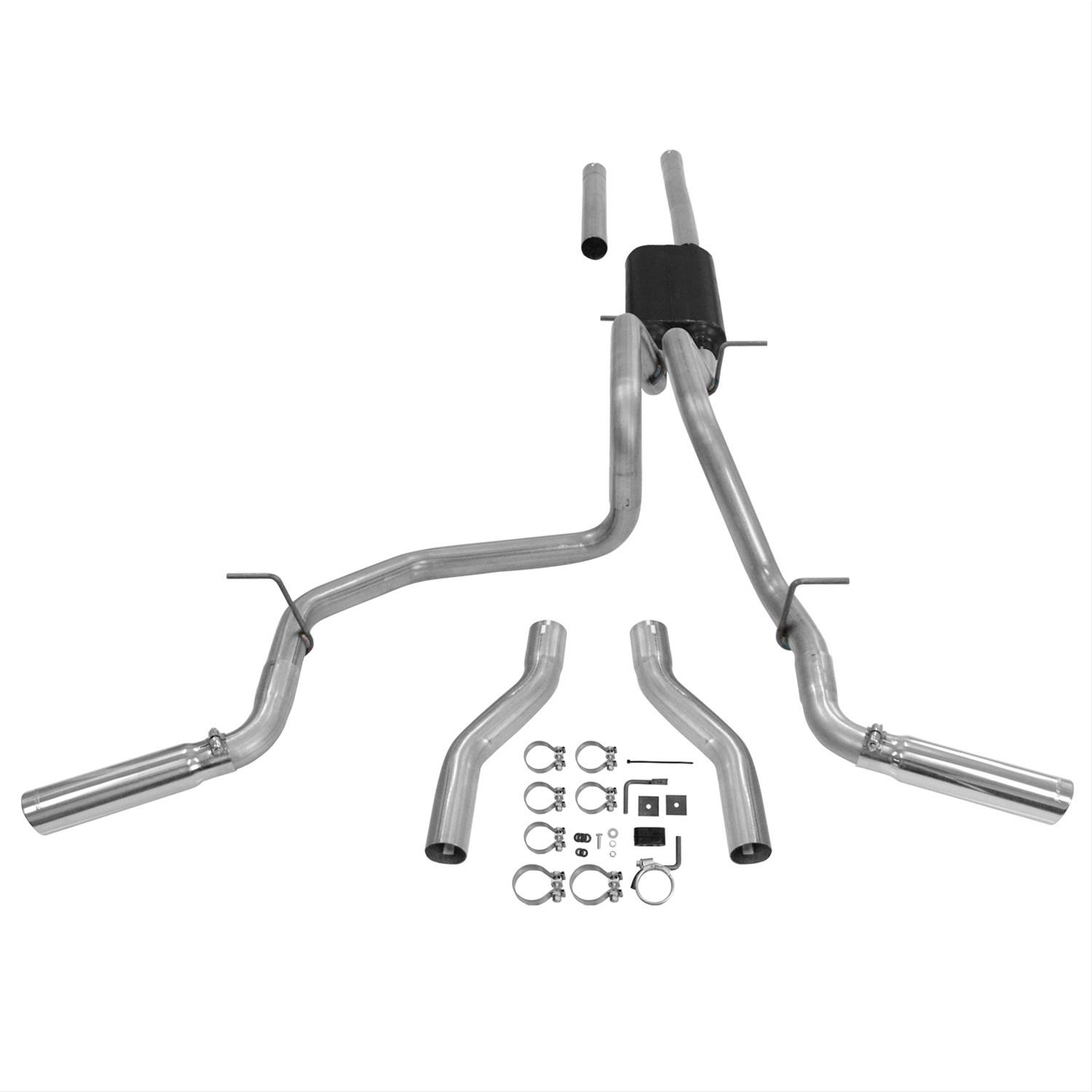 Flowmaster Stainless Steel Force II Exhaust Systems for 2007-2013 SIERRA 1500, SILVERADO 1500 - 817492 System, II, Cat-Back, Steel, Polished Tips, Chevy, GMC, 5.3L, Kit thumbnail 2
