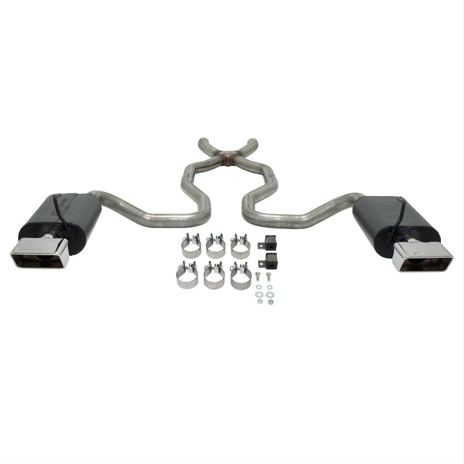 Flowmaster Force II Exhaust Systems for 1970-1973 CORVETTE - 817659 System, II, Crossmember Back, Dual, Stainless Steel, Natural, Split Rear Exit, Chevy, 5.7L, Kit