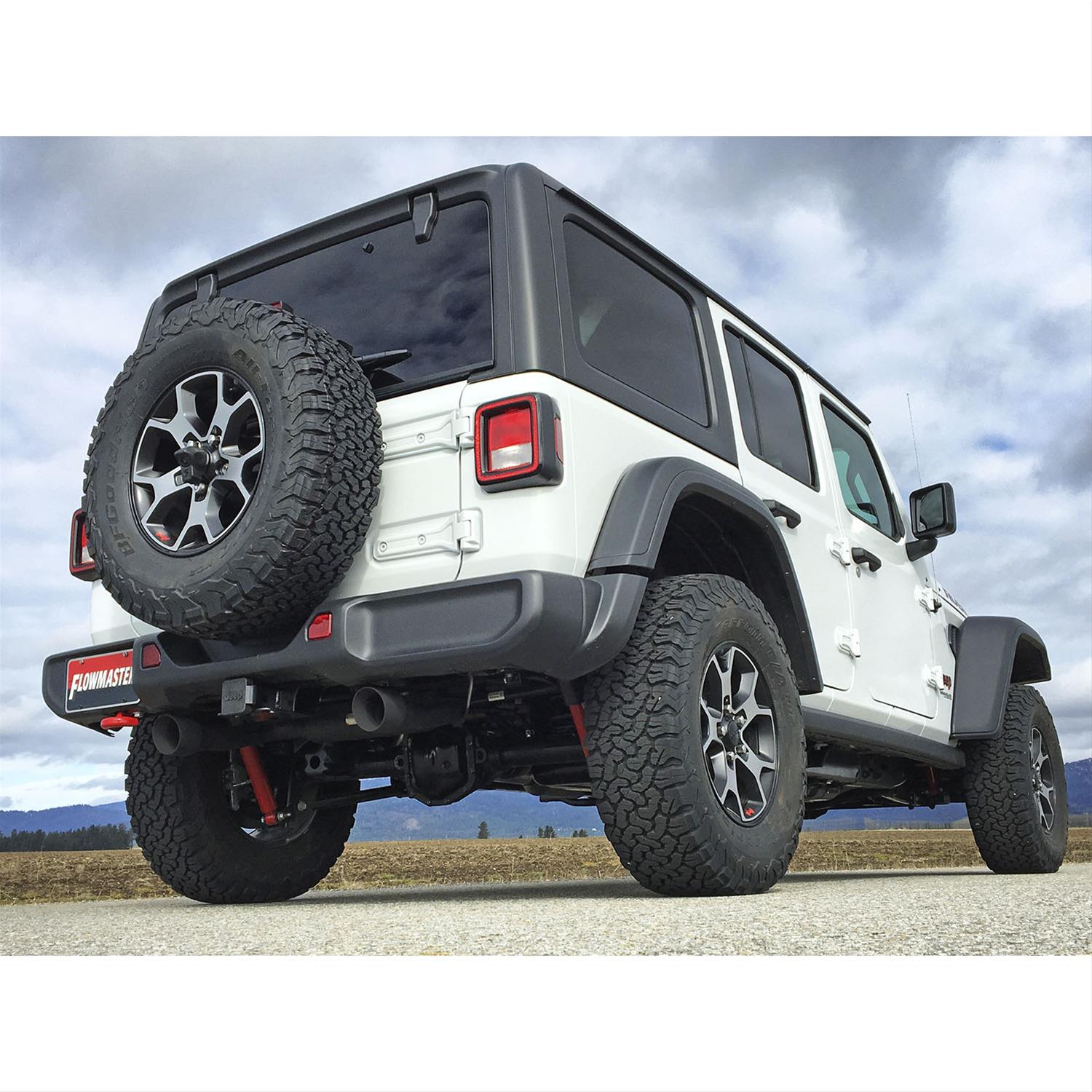 Flowmaster Outlaw Series Exhaust Systems 817803 System, Outlaw, Axle-back, Stainless Steel, Black Ceramic coated Muffler/Tip, DOR, Mod/Aggressive Sound, Jeep Wrangler JL, Kit