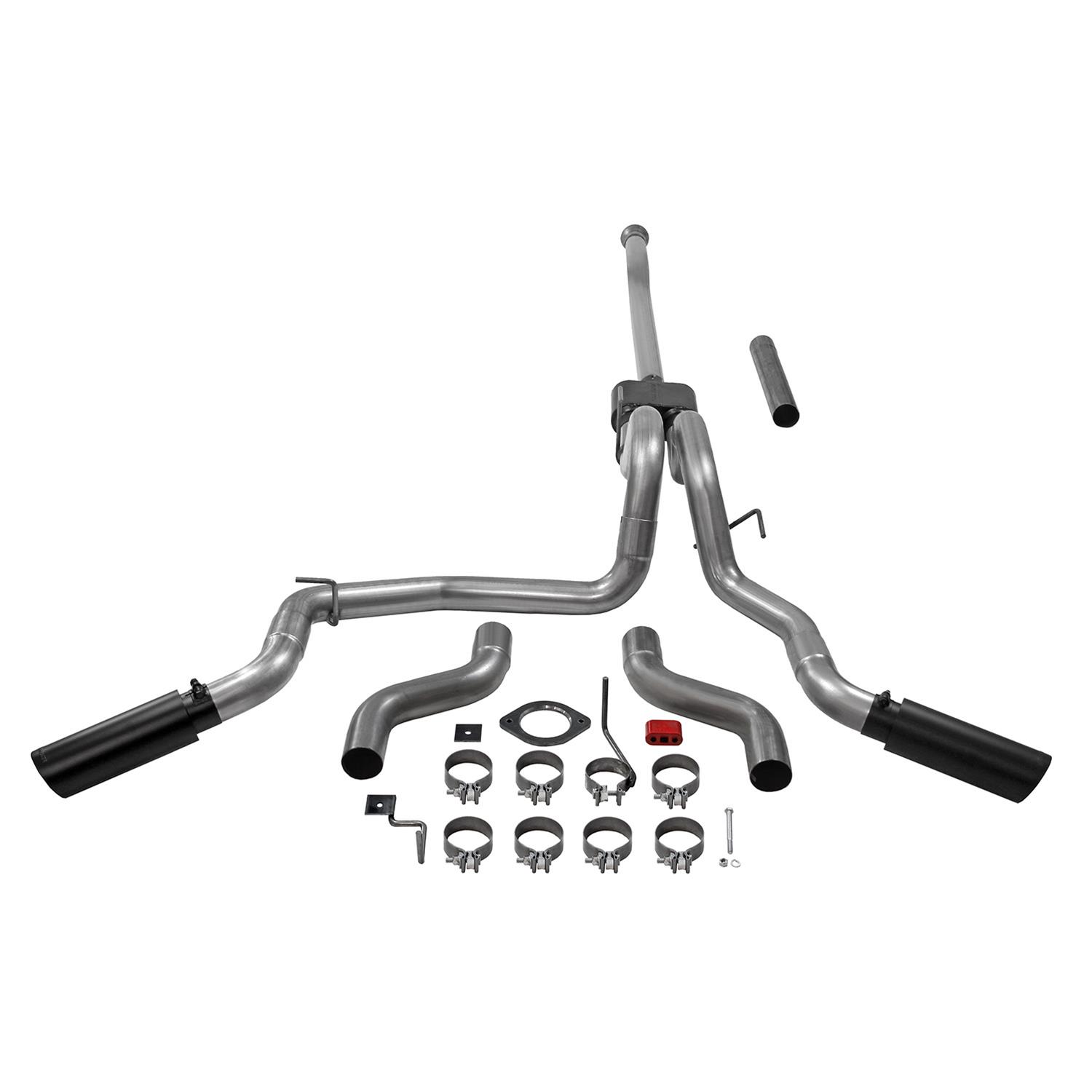 Flowmaster Outlaw Series Exhaust Systems 817981 Systems, Series, Cat-back, Single In/Dual Out, Stainless Steel, Natural, Split Rear/Split Side Exit, Black Tips, Ford, Kit thumbnail 7