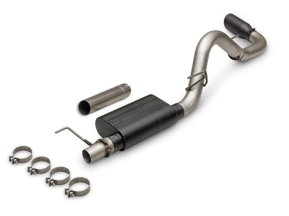 Flowmaster American Thunder Exhaust Systems 818166 System, Cat-back, Thunder, 409 Stainless Steel, 5.00 in. Black Ceramic Coated Tip, Single Side Exit, Powerboost, Ford, F150, Kit thumbnail 2