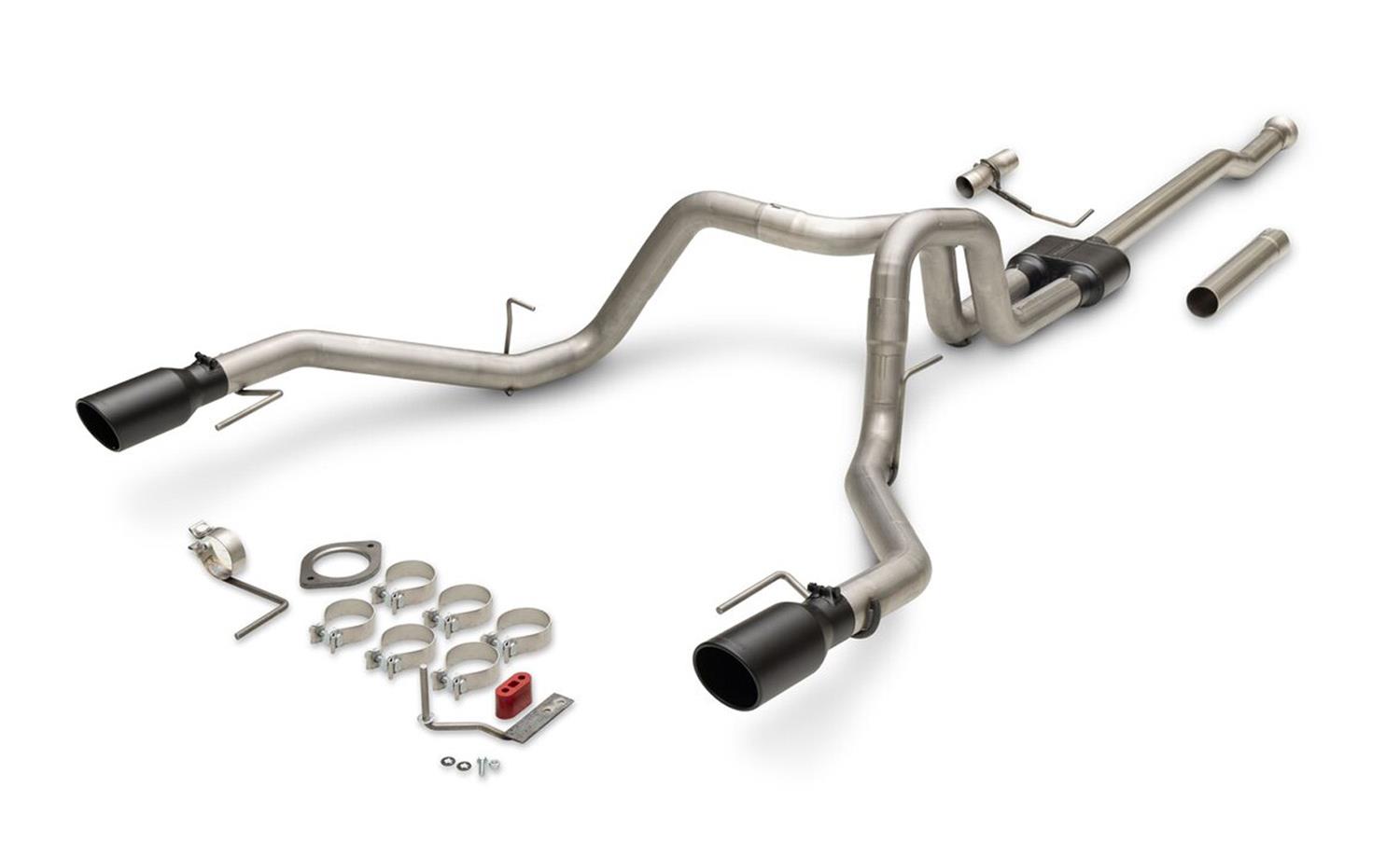 Flowmaster Outlaw Series Exhaust Systems 818168 System, Series, Cat-back, Single In/Dual Out, Stainless Steel, Natural, Black Ceramic Tips, Ford, F-150, 2.7L, 3.5L, 5.0L Kit thumbnail 4