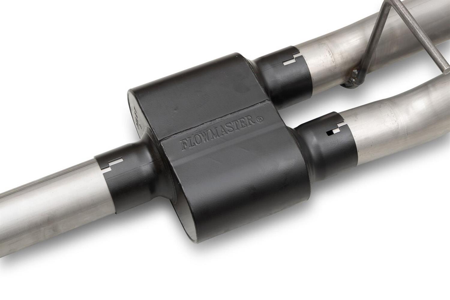 Flowmaster Outlaw Series Exhaust Systems 818189 System, Cat-back, Series, 409 Stainless Steel, 4.50 in. Black Tips, Dual Rear Exit, Standard Cab, Extended Cab, Chevy, GMC, Kit thumbnail 2