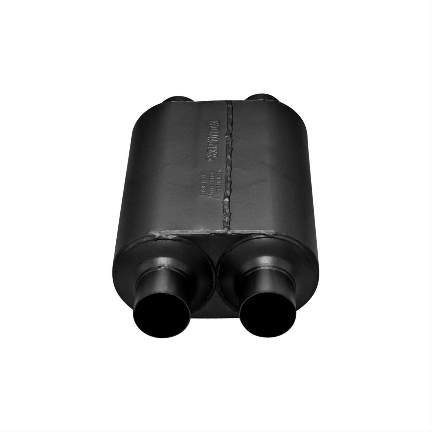 Flowmaster Super 40 Series Delta Flow 409 Stainless Steel 2.5 Inch Muffler 8525454 Muffler, Series, Oval, Stainless, Dual Offset in. Inlet/Outlet, 13.5 in. Case Length, Each