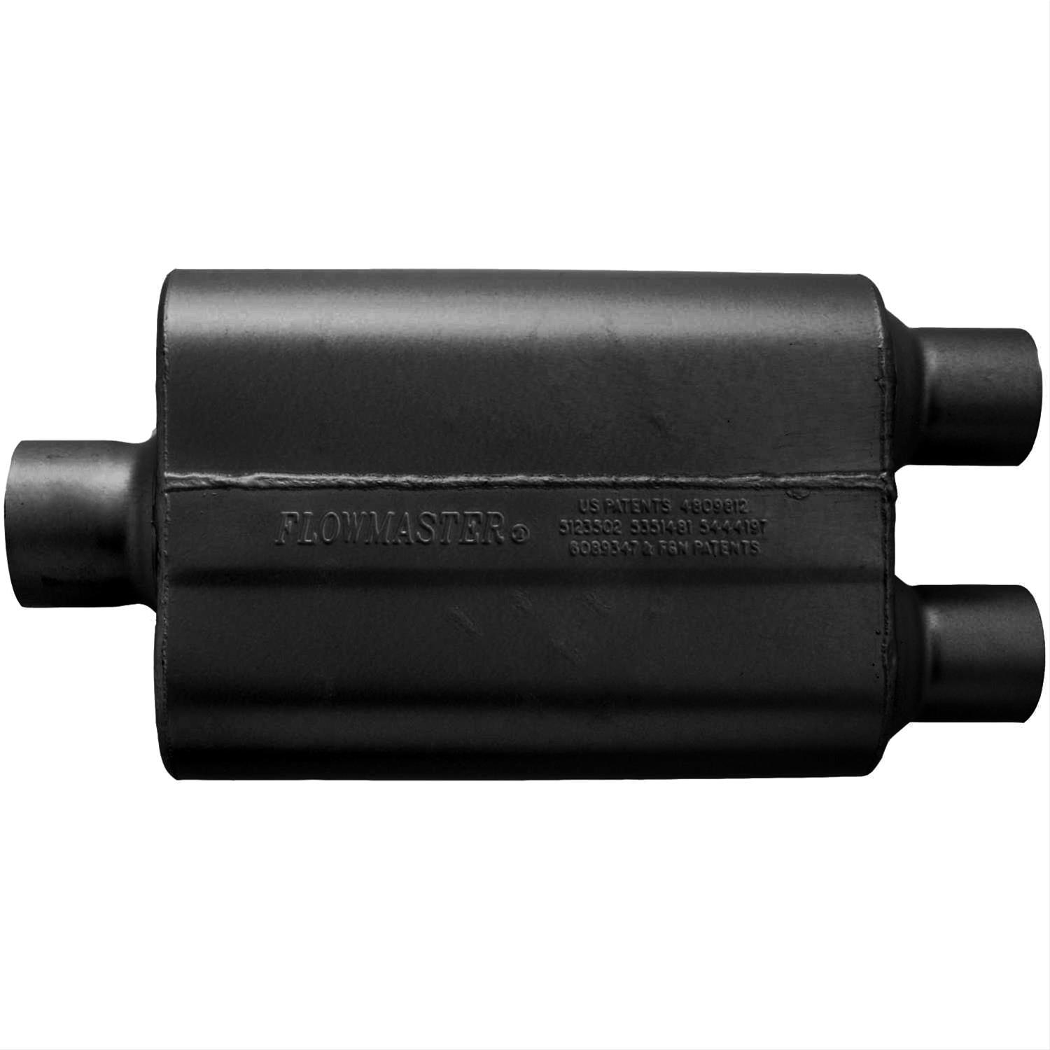 Flowmaster 40 Series Delta Flow Steel 3 Inch Muffler 9430402 Muffler, Series, in. Inlet/Dual 2 1/2 in. Outlet, Steel, Black, Each thumbnail 2