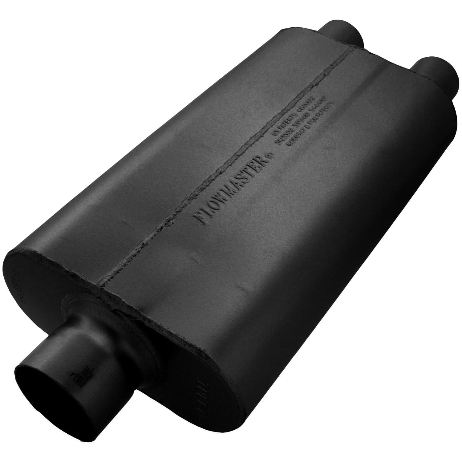 Flowmaster 50 Series Delta Flow Steel 3 Inch Muffler 9430522 Muffler, Series, in. Inlet/Dual 2 1/4 in. Outlet, Steel, Black, Each thumbnail 2