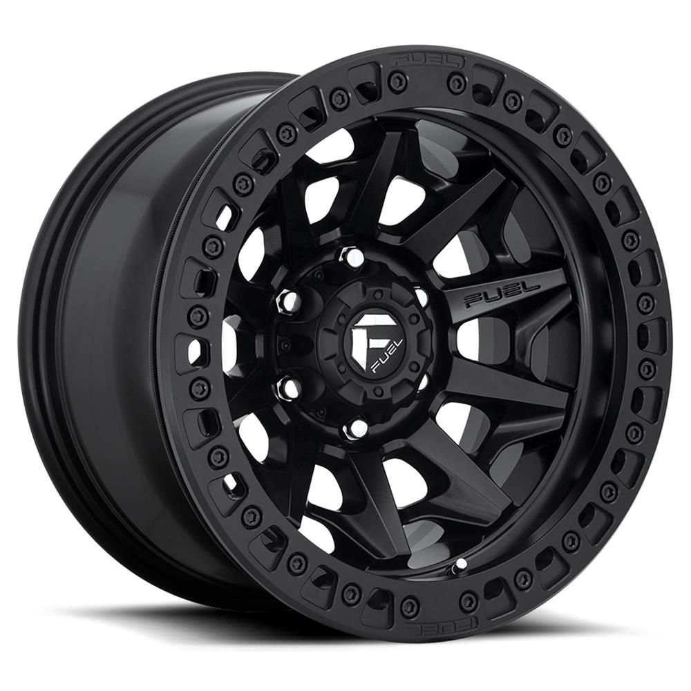 Fuel Off-Road Covert D114 Beadlock Matte Black Wheels 17x9 Wheel, Beadlock, 17 x 9, Aluminum, Black, 5 x 150mm Bolt Pattern, -15mm Offset, 4.41 in. Backspace, Each