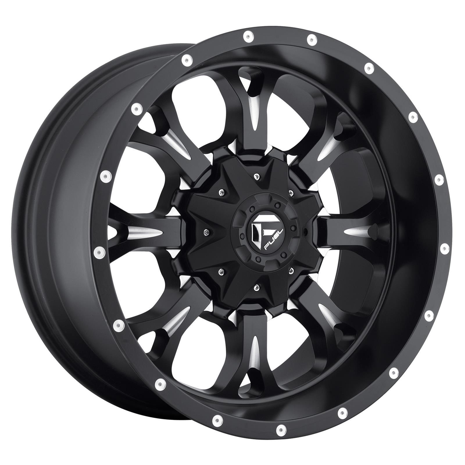 Fuel Off-Road Krank D517 Series Matte Black with Milled Accents Wheels 18x9 Wheel, Krank, 18 x 9, Aluminum, Black, 6 x 135mm Bolt Pattern, -13mm Offset, 4.490 in. Backspace, Each