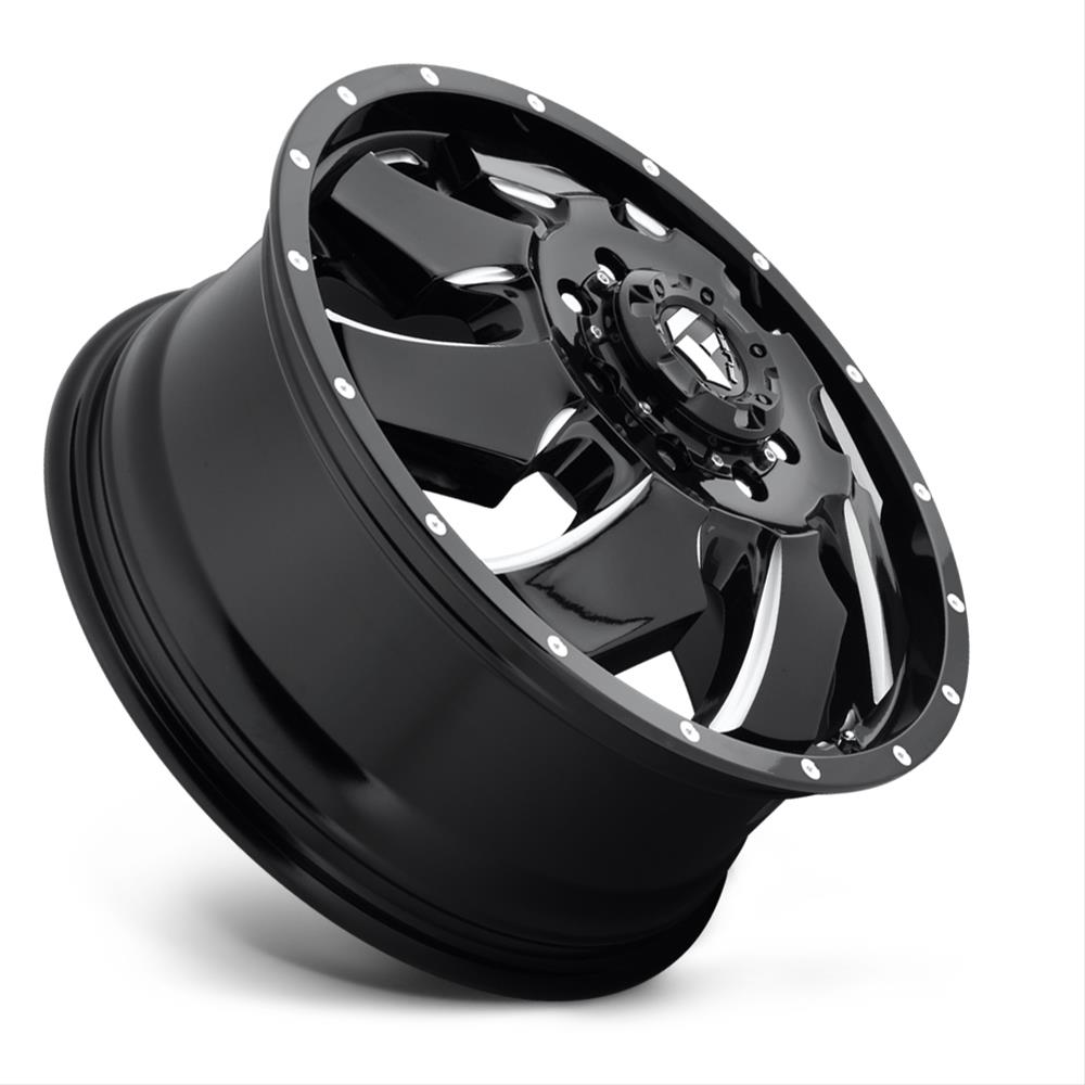 Fuel Off-Road Cleaver D574 Series Gloss Black Dually Wheels with Milled Accents 20x8.25 Wheels, Dualie Front, Dualie Front 8x210 NB 8.90/105 154.3, NB -BLK MIL thumbnail 3