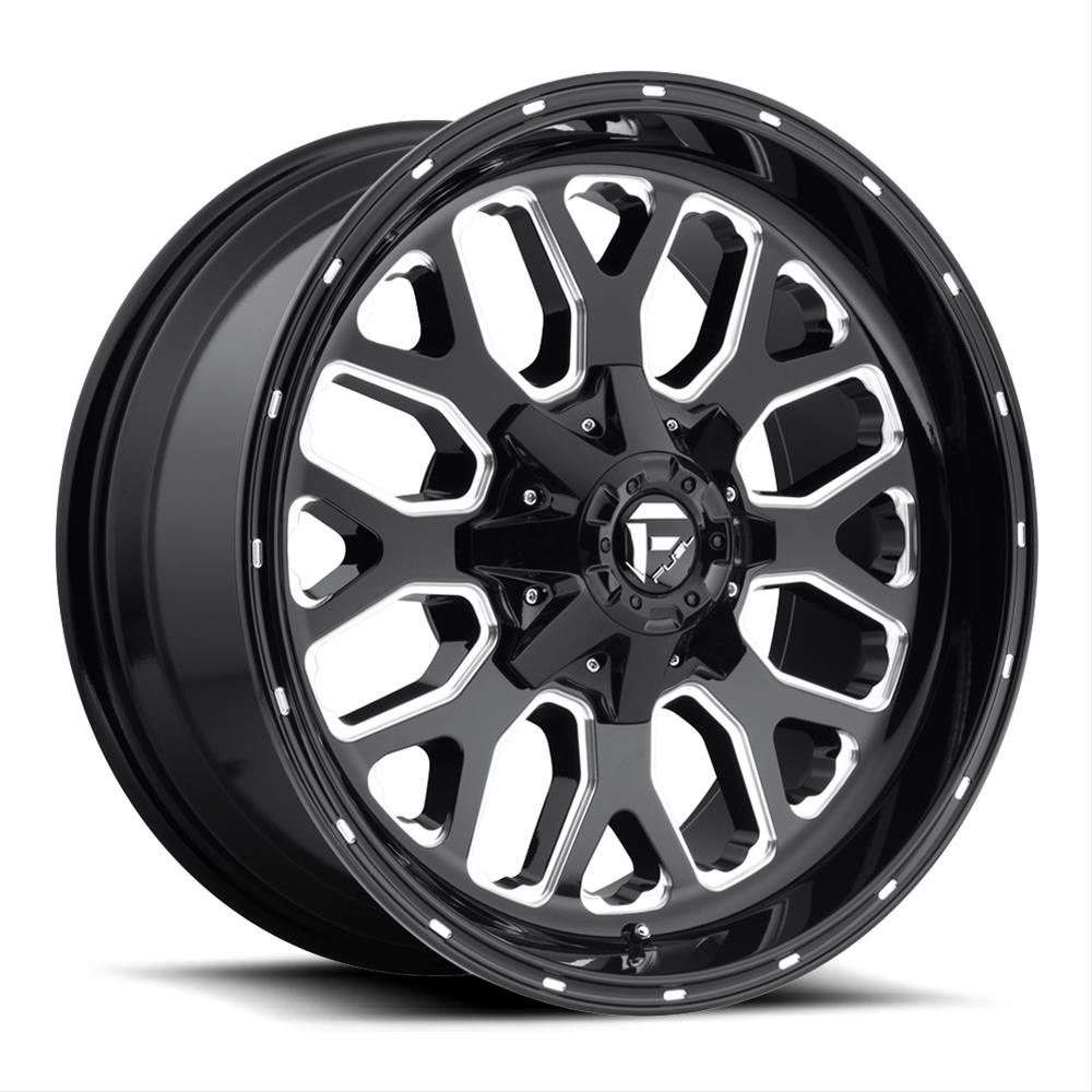 Fuel Off-Road Titan D588 Series Gloss Black Wheels with Milled Accents 20x9 Wheel, Triton, 20 x 9, Aluminum, Black, Accents, 6 x 120mm Bolt Pattern, +20mm Offset, 5.790 in. Backspace, Each
