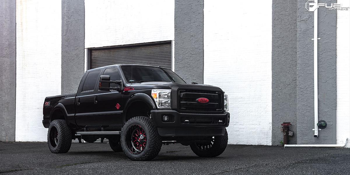 Fuel Off-Road Stroke D612 Series Gloss Black Wheels with Candy Red Accents 20x9 Wheels, Stroke, 6x1356x5.5 QL 5.00 01 106.3, QL -Gloss RED thumbnail 2