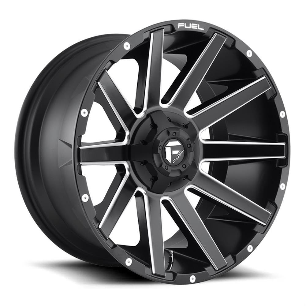 Fuel Off-Road Contra D616 Series Matte Black Wheels with Milled Accents 20x9 Wheel, Contra, 20 x 9, Black, Accents, 8 x 170mm Bolt Pattern, +20mm Offset, 5.790 in. Backspace, Each