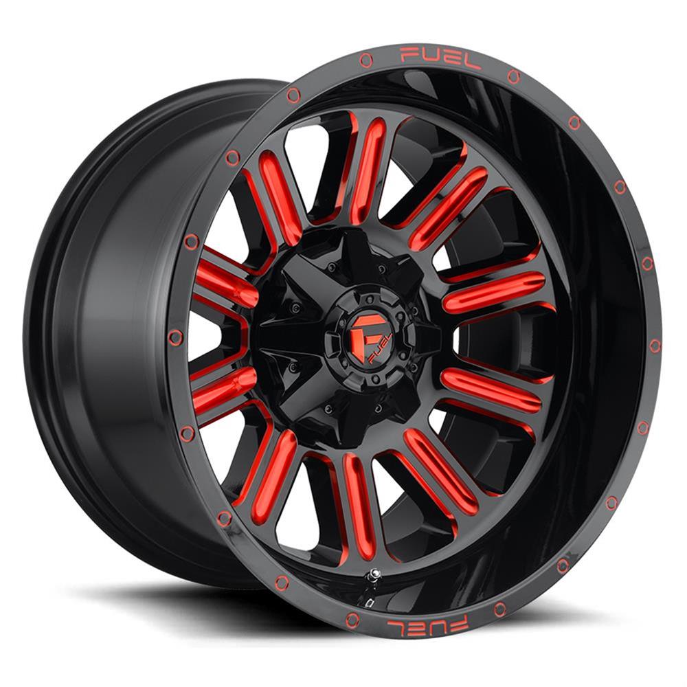 Fuel Off-Road Hardline D621 Series Gloss Black Wheels with Candy Red Accents 20x9 Wheel, Hardline, 20 x 9, Black, Accents, 6 x 135mm Bolt Pattern, +2mm Offset, 5.080 in. Backspace, Each thumbnail 2