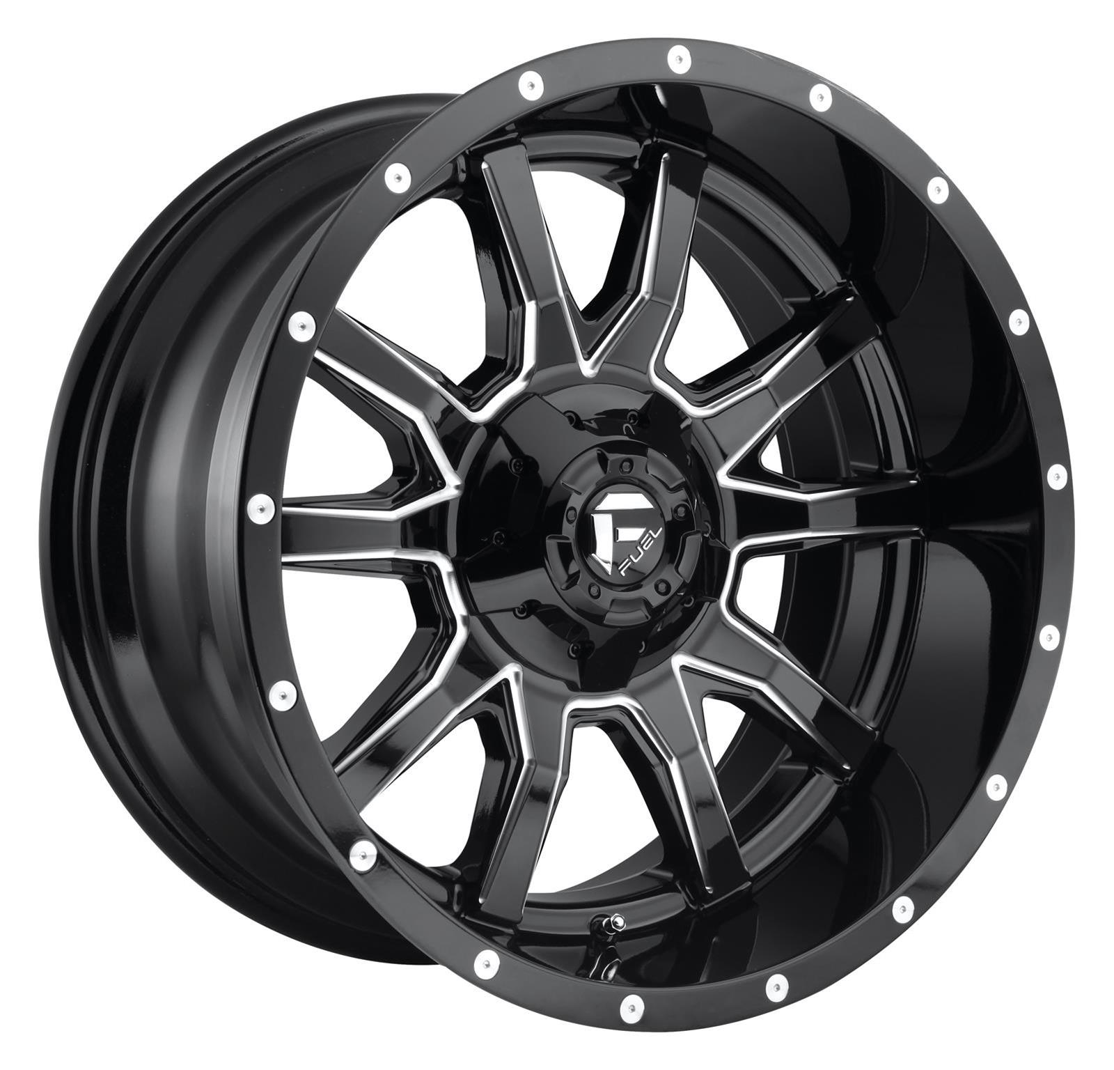 Fuel Off-Road Vandal D627 Gloss Black Wheels with Milled Accents 17x9 Wheel, Vandal, 17 x 9, Black, Accents, 5 x 139.7mm Bolt Pattern, +1mm Offset, 5.040 in. Backspace, Each