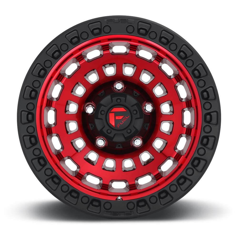 Fuel Off-Road Zephyr D632 Candy Red Wheels with Black Ring 17x9 Wheel, Zephyr, 17 x 9, Red, Ring, 6 x 139.7mm Bolt Pattern, +1mm Offset, 5.040 in. Backspace, Each