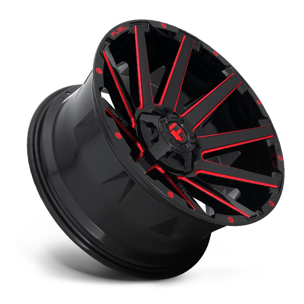 Fuel Off-Road Contra D643 Gloss Black Wheels with Candy Red Accents 20x9 Wheel, D643, 20 x 9, Aluminum, Black, Accent, 6 x 135mm Bolt Pattern, +2mm Offset, 5.080 in. Backspace, Each thumbnail 2