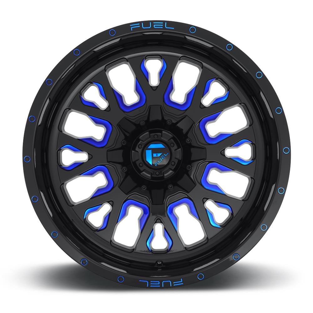 Fuel Off-Road Stroke D645 Series Gloss Black Wheels with Candy Blue Accents 20x9 Wheel, D645, 20 x 9, Aluminum, Black, Accents, 6 x 135mm Bolt Pattern, +20mm Offset, 5.790 in. Backspace, Each