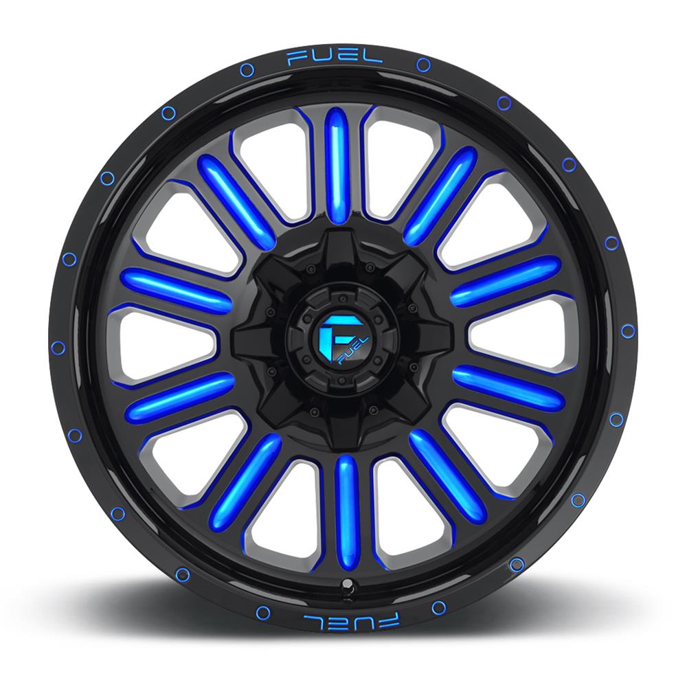 Fuel Off-Road Hardline D646 Gloss Black Wheels with Candy Blue Accents 20x9 Wheel, D646, 20 x 9, Aluminum, Black, Accent, 6 x 120mm Bolt Pattern, +19mm Offset, 5.750 in. Backspace, Each
