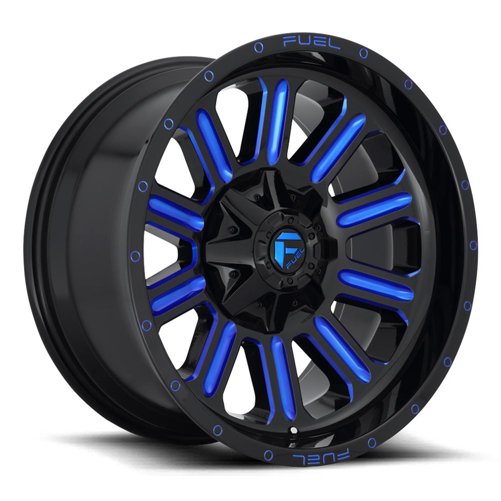 Fuel Off-Road Hardline D646 Gloss Black Wheels with Candy Blue Accents 20x9 Wheel, D646, 20 x 9, Aluminum, Black, Accent, 6 x 120mm Bolt Pattern, +19mm Offset, 5.750 in. Backspace, Each thumbnail 2