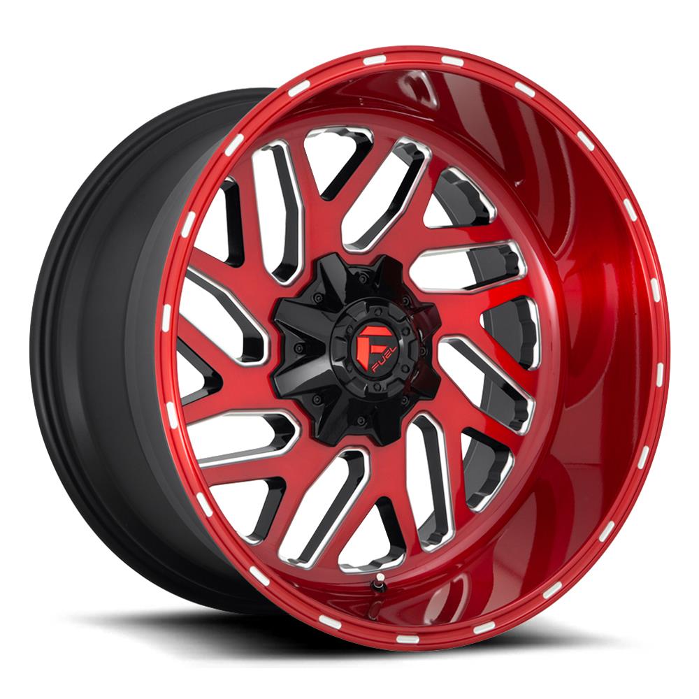 Fuel Off-Road Triton D691 Brushed Candy Red Milled Wheels 22x12 Wheels, D691, 22 x 12, Aluminum, Red, Accents, 8 x 165.1mm Bolt Pattern, -43mm Offset, 4.810 in. Backspace, Each