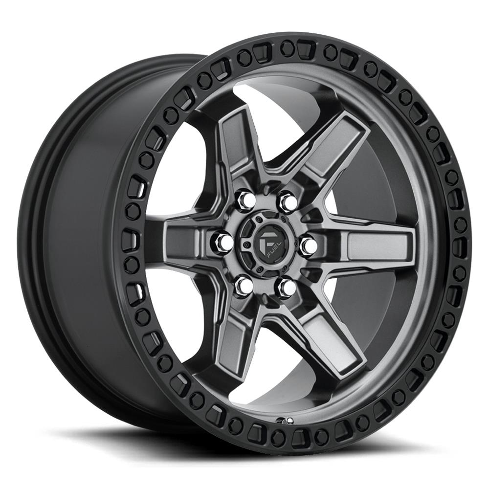 Fuel Off-Road Kicker D698 Anthracite Wheels with Black Lip 17x9 Wheels, 5 D698, 17 x 9, Aluminum, Anthracite, Ring, 6 x 139.7mm Bolt Pattern, +1mm Offset, 5.040 in. Backspace, Each