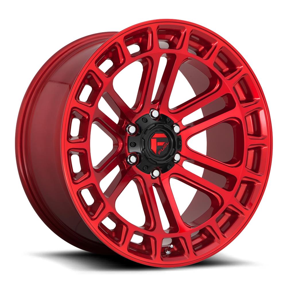 Fuel Off-Road Heater D719 Candy Red Wheels with Milled Accents 22x10 Wheels, D719, Aluminum, Finish, Accents, 22 in. x 10 in., 6 x 139.70mm/5.5 in. Bolt Circle, 4.99 in. Backspace, Each