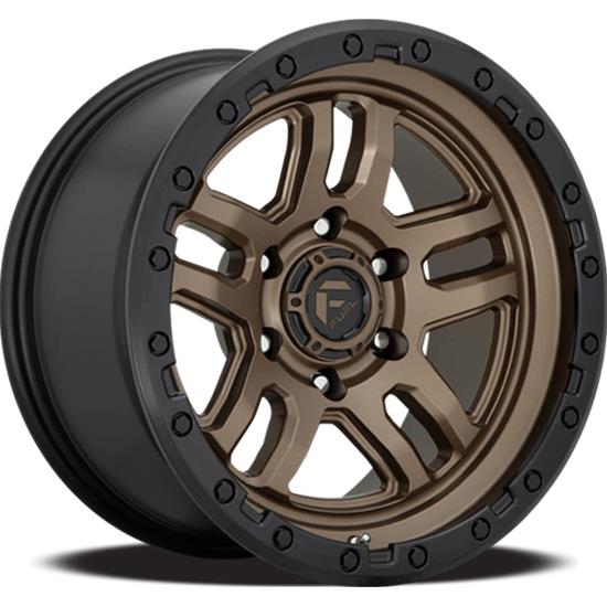 Fuel Off-Road Ammo D820 Textured Bronze Wheels with Black Ring 17x9 Wheels, D820, Aluminum, Finish, Beadlock Ring, 17 in. x 9 in., 6 x 139.70mm/5.5 in. Bolt Circle, 5.04 in. Backspace, Each