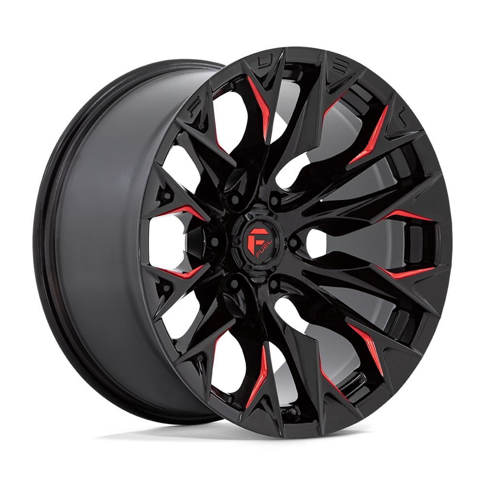 Fuel Off-Road Flame 6 D823 Gloss Black Wheels with Milled Red Accents 20x9 20X9 5X5.5 G-BLK MILL C-RED 1MM