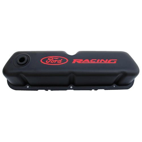Ford Racing Logo Stamped Steel Black Satin Valve Covers Black Crinkle thumbnail 4