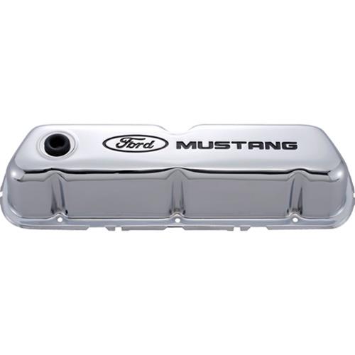 Ford Racing Ford Mustang Logo Stamped Steel Chrome Valve Covers thumbnail 6