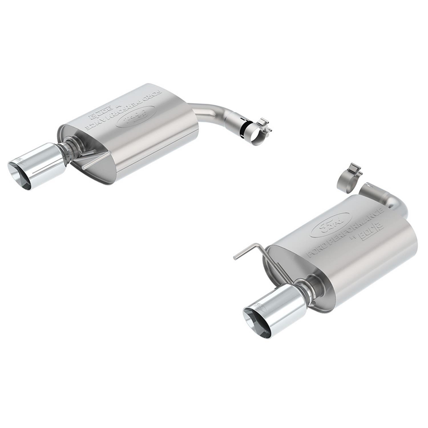 Ford Performance Parts 2015-19 Mustang EcoBoost Touring Exhaust Systems M-5230-M4TCA System, Axle-Back, 304 Stainless Steel, Two Mufflers, Split Rear Exit, Dual 4 in. Chrome Tips, Ford, Mustang, 2.3L EcoBoost, Kit