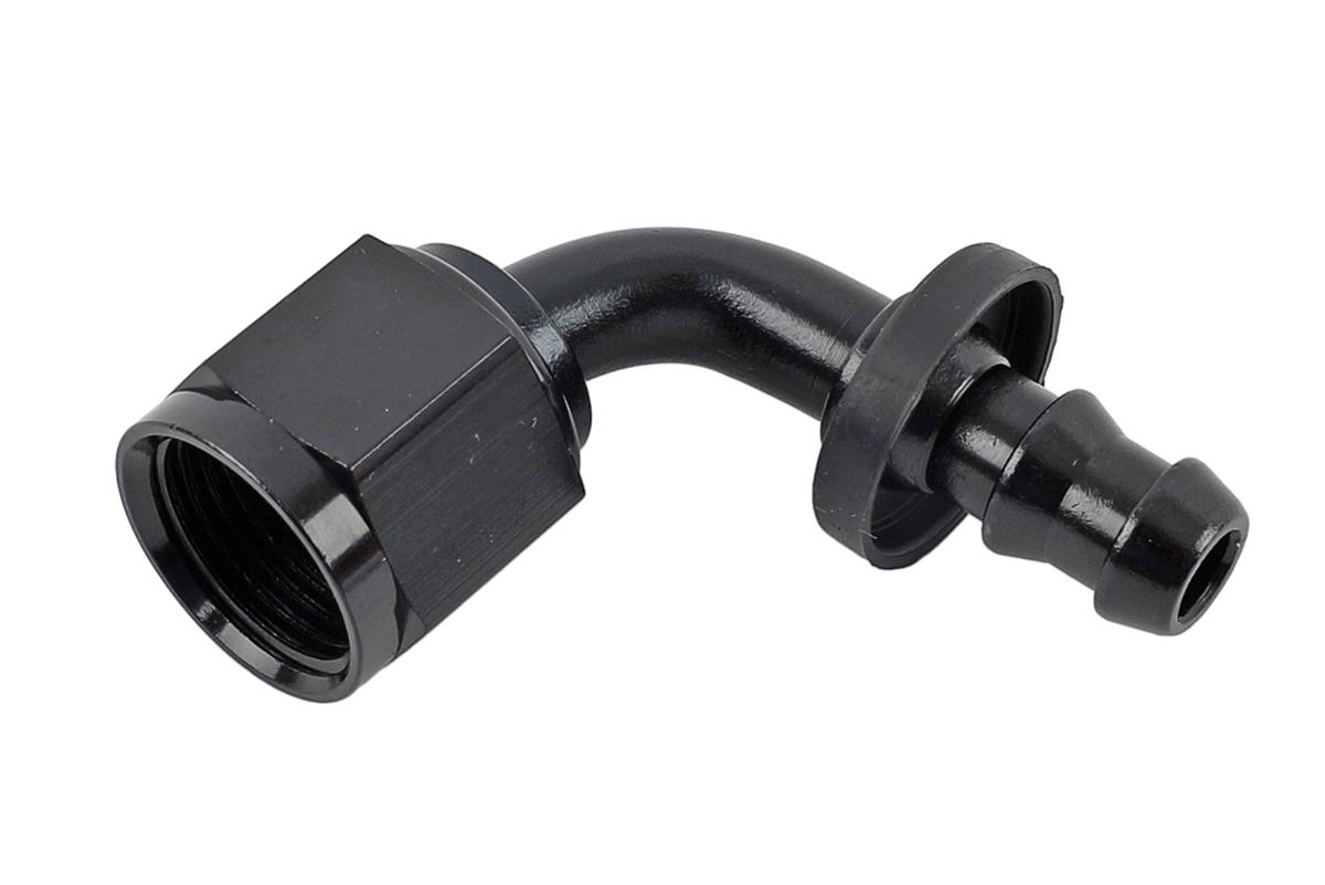Fragola -8AN Nut x -6AN 90 Degree Push-Lite Hose End For Fuel Cell Conversion - Black