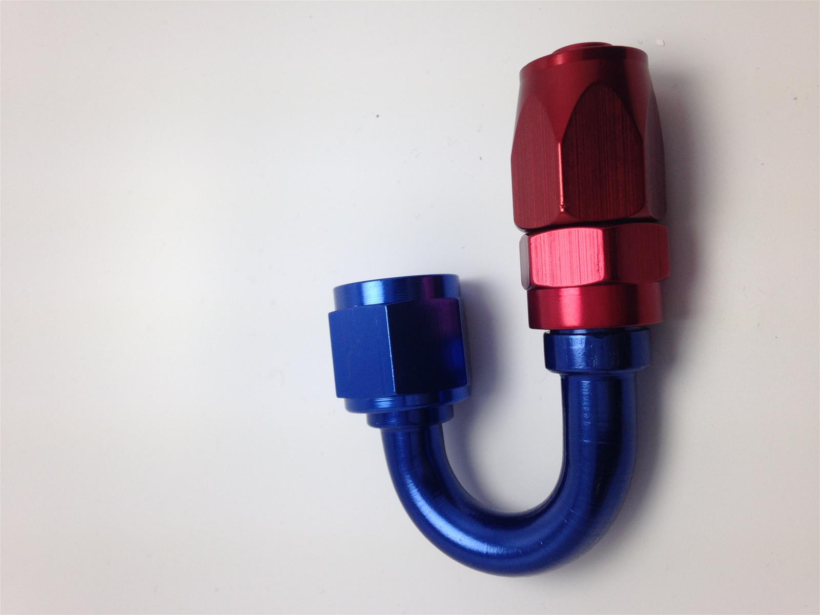 Fragola -8AN Fem x -6AN Hose 180 Degree Reducing Hose End - Blue/Red