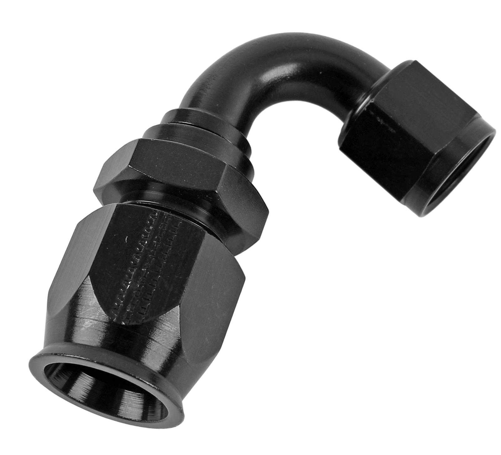 Fragola Performance Systems Race-Rite Reusable PTFE Hose Ends 2512010 Ends, Race-Rite, PTFE, -10 AN, Swivel, 120 Degree, Female Threads, Aluminum, Black Anodized, Each