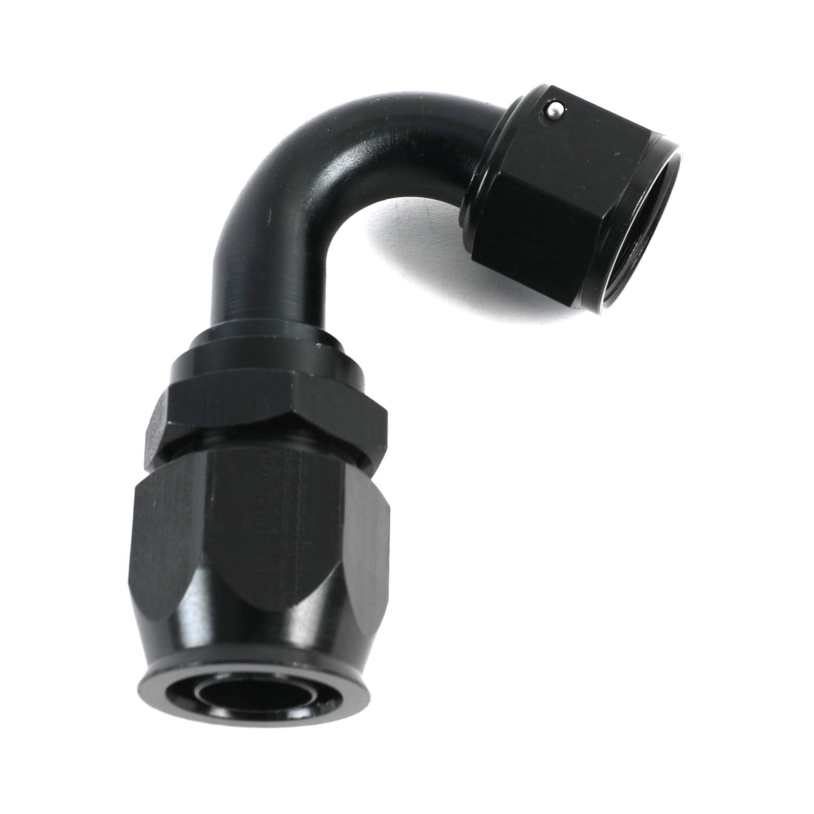 Fragola Performance Systems Race-Rite Reusable PTFE Hose Ends 2512012 Ends, Race-Rite, PTFE, -12 AN, Swivel, 120 Degree, Female Threads, Aluminum, Black Anodized, Each