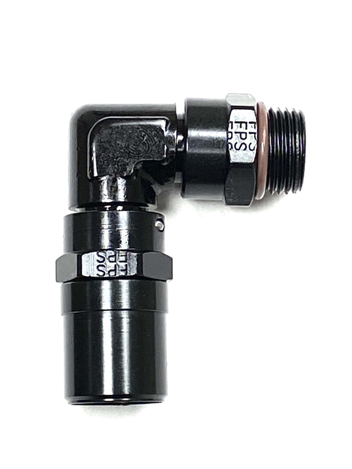 Fragola -10AN 90 Degree Race-Rite Crimp-On Hose End x 12AN Male Orb (1 1/16-12AN)