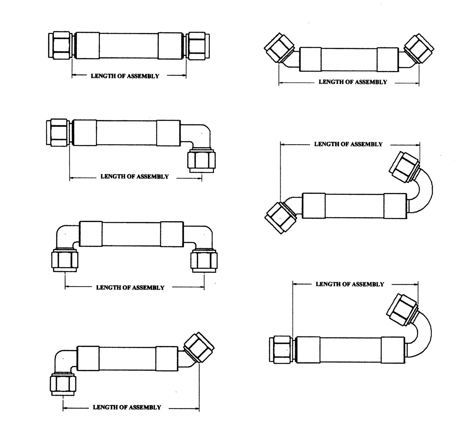 Fragola -6AN Ext Black PTFE Hose Assembly Straight x 45 Degree 24in