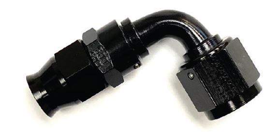 Fragola Performance Systems Real Street Reusable PTFE Hose Ends 689005-BL Fitting, End, Reusable, 90 Degree, -8 AN to Female -6 AN, Aluminum, Black Anodized, Each