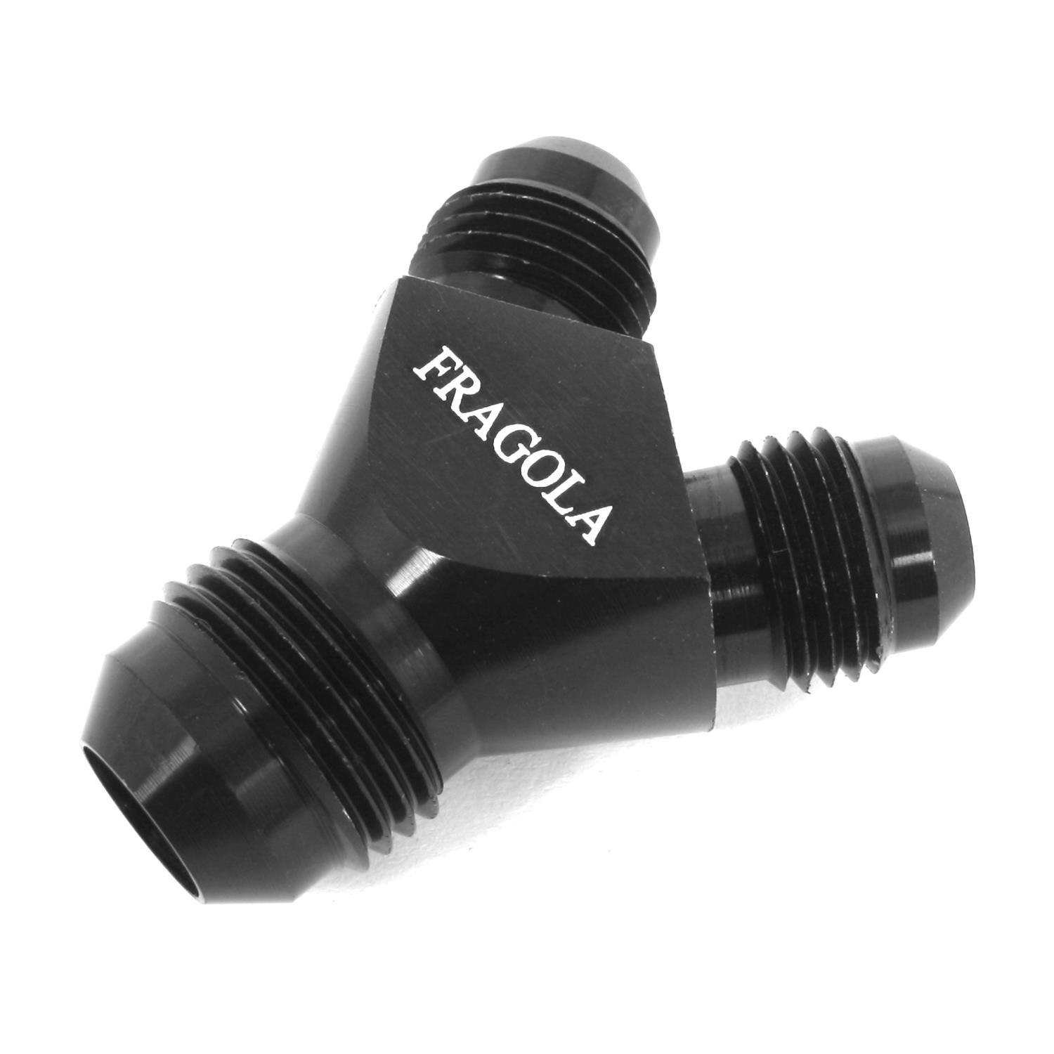 Fragola 8an Y-Male Fitting w/ Dual 6an Outlets Black 900609-BL Fragola 8an Y-Male Fitting w/ Dual 6an Outlets Black 900609-BL