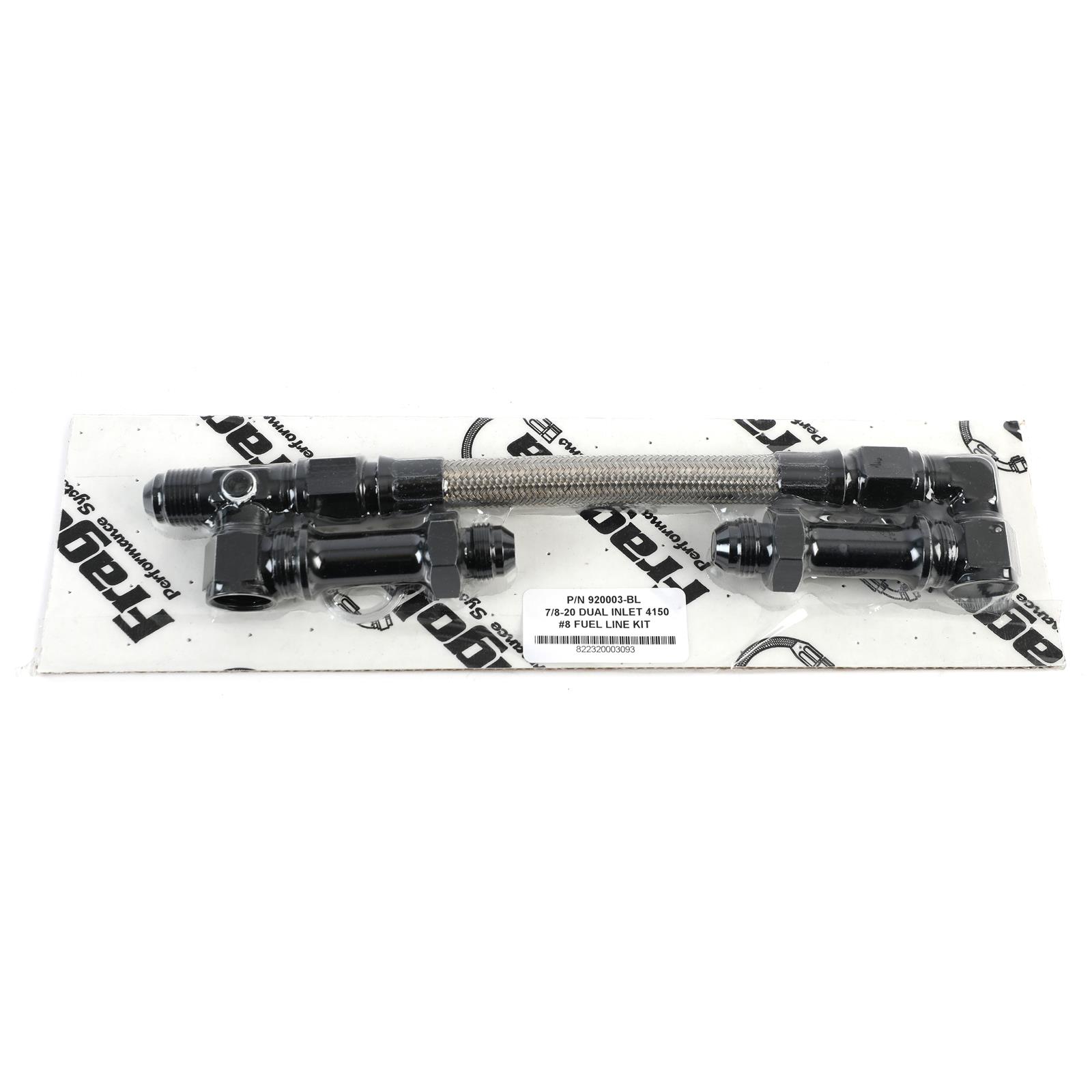 Fragola 7/8-20 Dual Inlet 4150 -8AN Fuel Line Kit Black