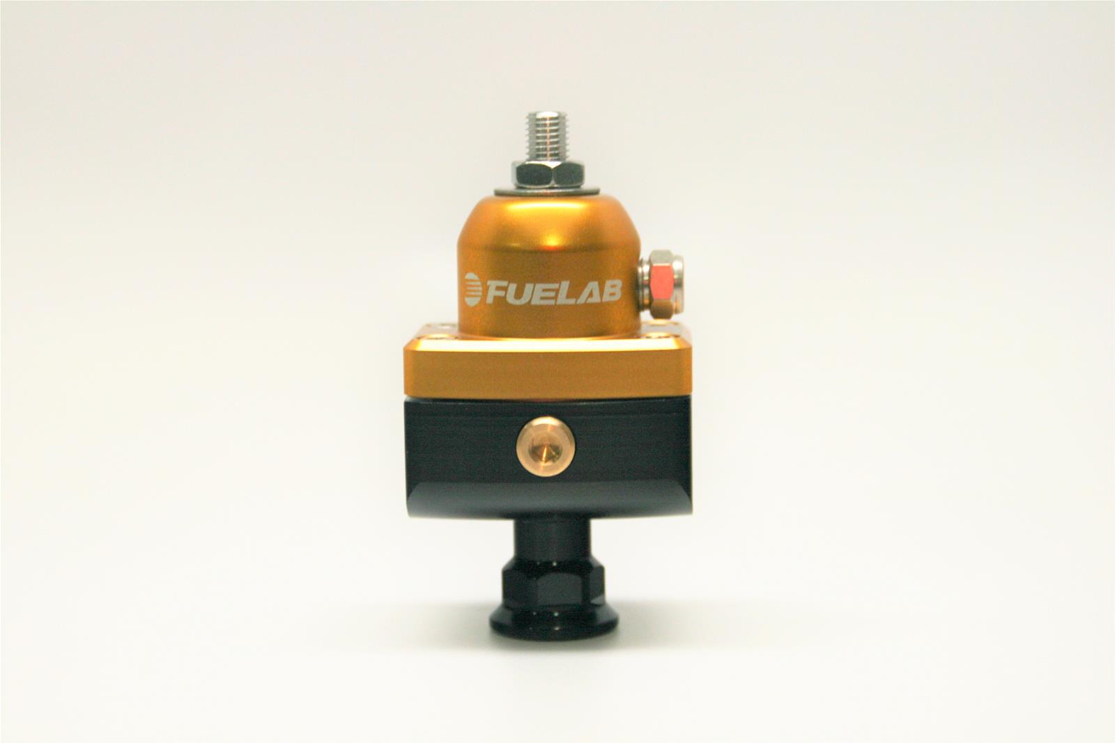 Fuelab 575 High Pressure Adjustable Mini FPR Blocking 25-65 PSI (1) -6AN In (2) -6AN Out - Gold