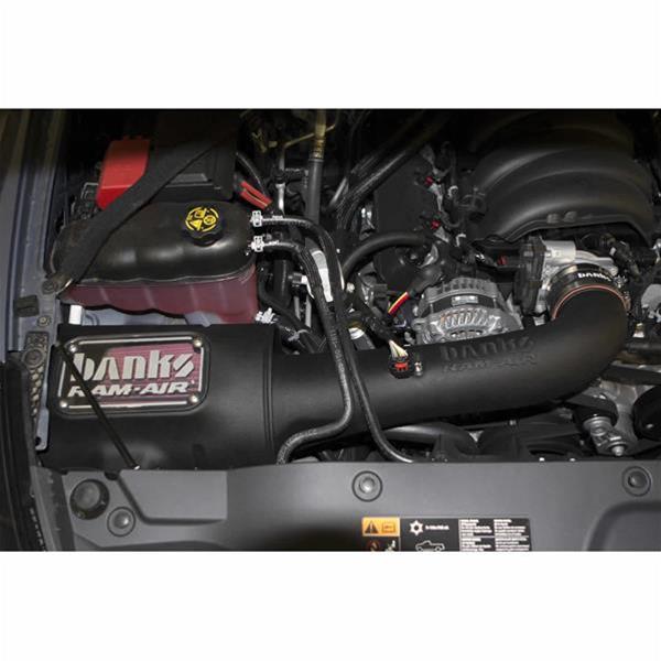 Banks Power Ram-Air Intake Systems 41858 Air Intake, System, Black Polyethylene Tube, Cotton Gauze Filter, Oiled, Red, Chevy, GMC, 1500, 5.3L, 6.2L, Electric Fan, Kit thumbnail 3