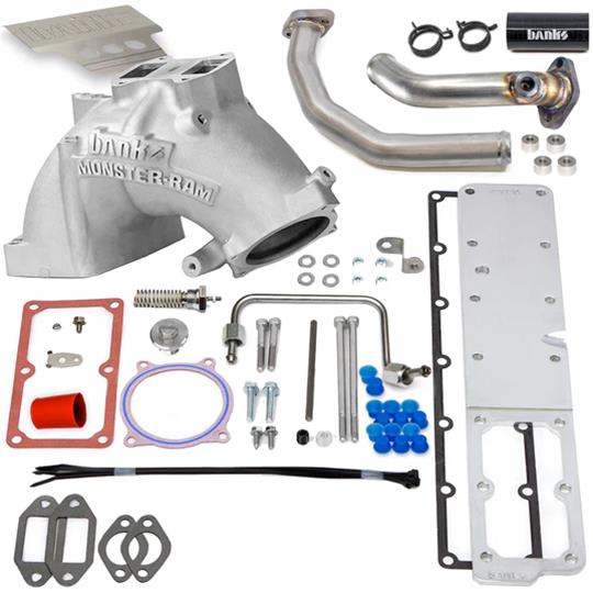 Banks Power Throttle Body Intake Elbows 42805-N Monster-Ram System W/Fuel Line - 2019-2024 Dodge/RAM 6.7L, CARB, Chassis Cab, Natural thumbnail 2