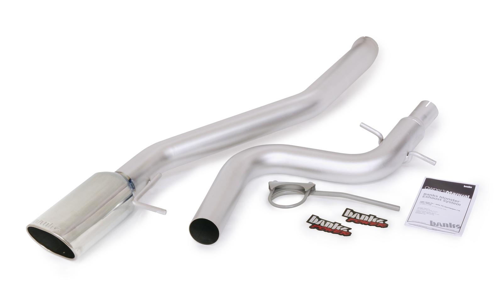 Banks Power Monster Exhaust Systems 46180 System, Monster, Cat-back, Single, Stainless Steel, Natural, Rear Exit, Polished Tip, Volkswagen, 2.0L Diesel, Kit