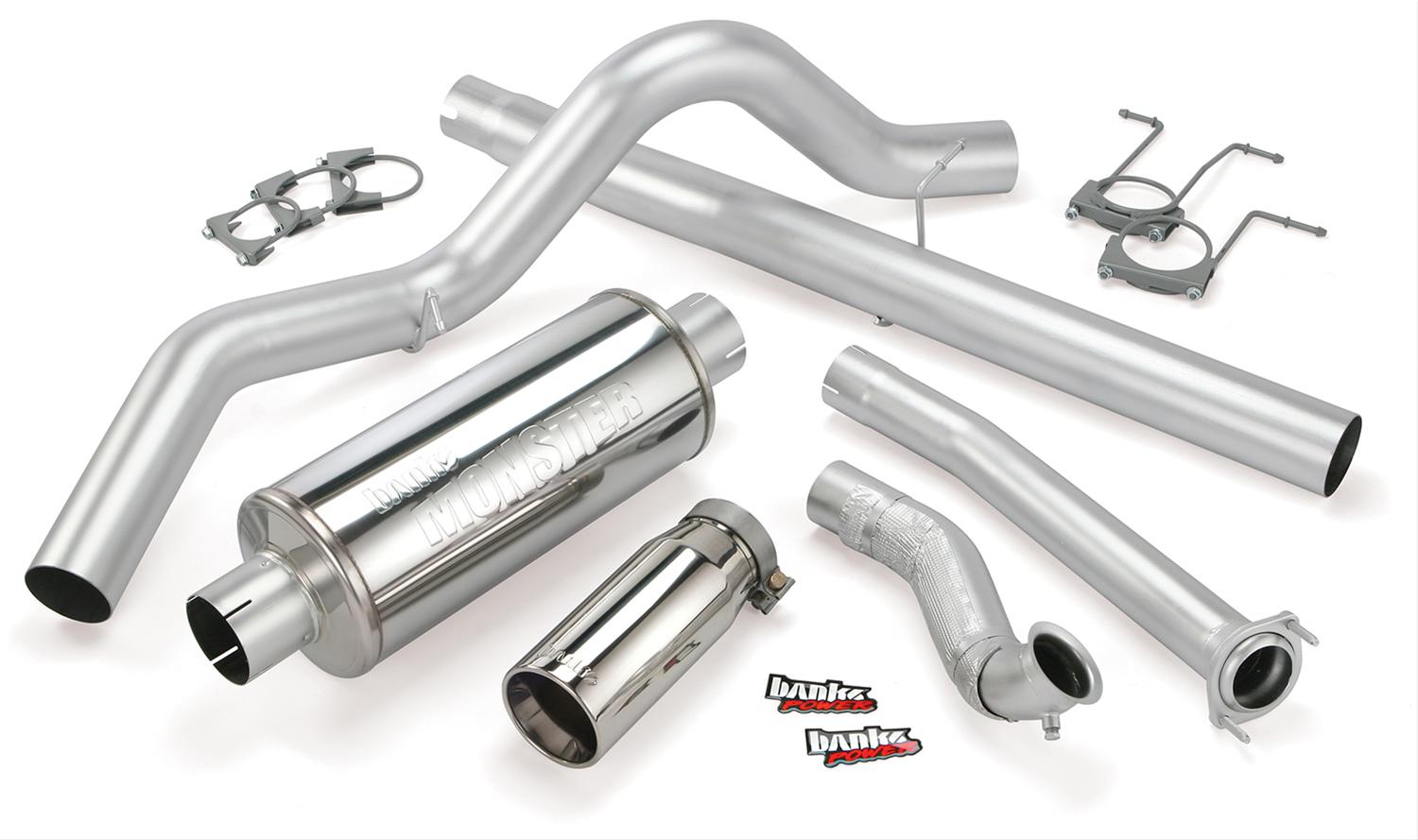 Banks Power Monster Exhaust Systems 46298 System, Monster, Turbo-back, Stainless Steel, Natural, Polished Tip, Ford, 7.3L Diesel, Kit
